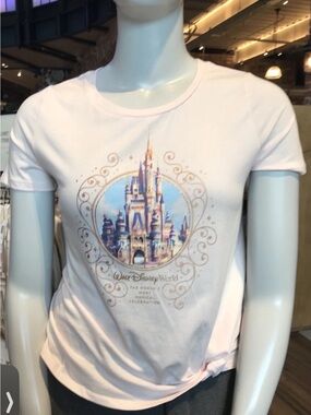 Walt Disney World 50th Anniversary Cinderella Castle pale Pink T-Shirt L 2X